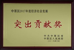 新蒲九州体育（中国）股份有限公司官网荣获“中原区2017年度经济社会发展突出贡献奖”